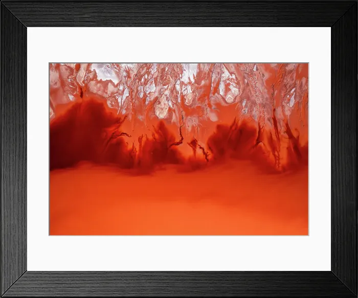 Framed Print : Vibrant coloured mine tailings shot from an overhead perspective, Perth, Western Australia, Australia