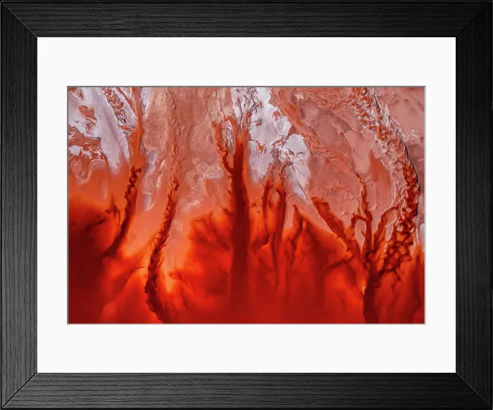 Framed Print : Drone photo looking down on vibrant coloured mine tailings, Perth, Western Australia, Australia Framed Print : Drone photo looking down on vibrant coloured mine tailings, Perth, Western Australia, Australia