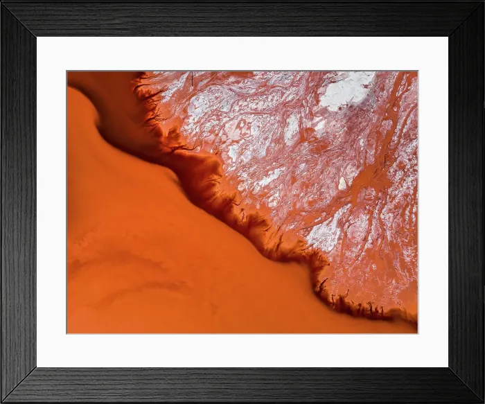 Framed Print : Drone image looking down on mine tailings, Perth, Western Australia, Australia Framed Print : Drone image looking down on mine tailings, Perth, Western Australia, Australia