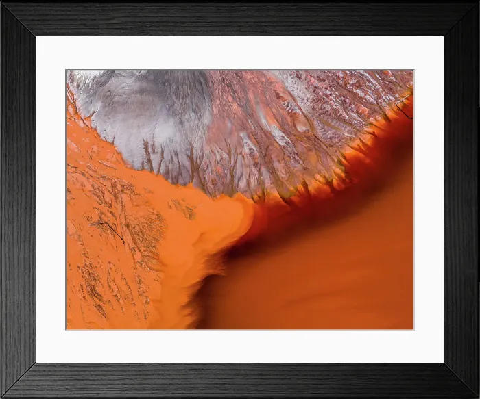 Framed Print : Overhead photograph showing vibrant coloured mine tailings, Perth, Western Australia, Australia