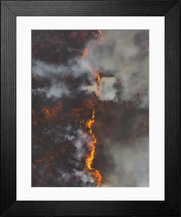 Framed Print : Drone photograph showing a controlled fire in the Australian outback, Northern Territory, Australia Framed Print : Drone photograph showing a controlled fire in the Australian outback, Northern Territory, Australia