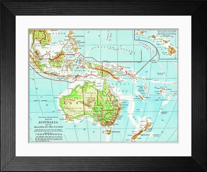 Framed Print : Antique map of Australia (1898) Framed Print : Antique map of Australia (1898)
