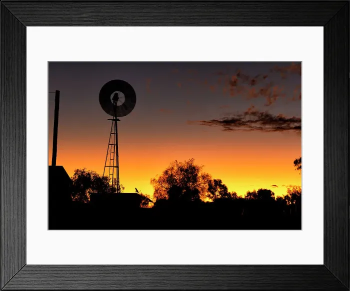 Framed Print : Windmill out in the country at sunset Framed Print : Windmill out in the country at sunset