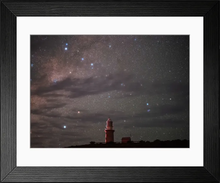 Framed Print : Vlamingh Head Lighthouse under starry sky