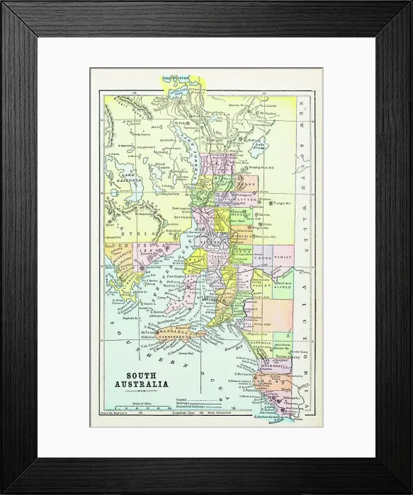 Framed Print : Antique map of South Australia (1899) Framed Print : Antique map of South Australia (1899)