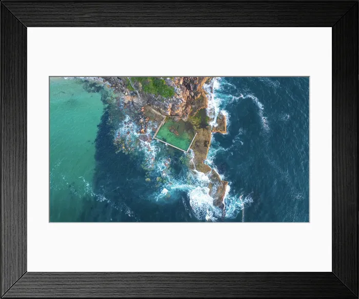 Framed Print : Aerial Coast of Australia Curl Curl Beach and Pool