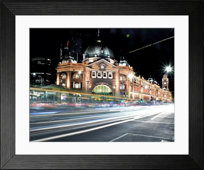 Framed Print : Flinders Street Station at Night- Melbourne
