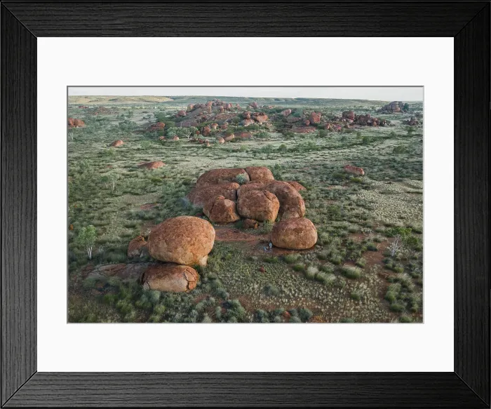 Framed Print : Aerial shot showing The Devils Marbles, Northern Territory, Australia