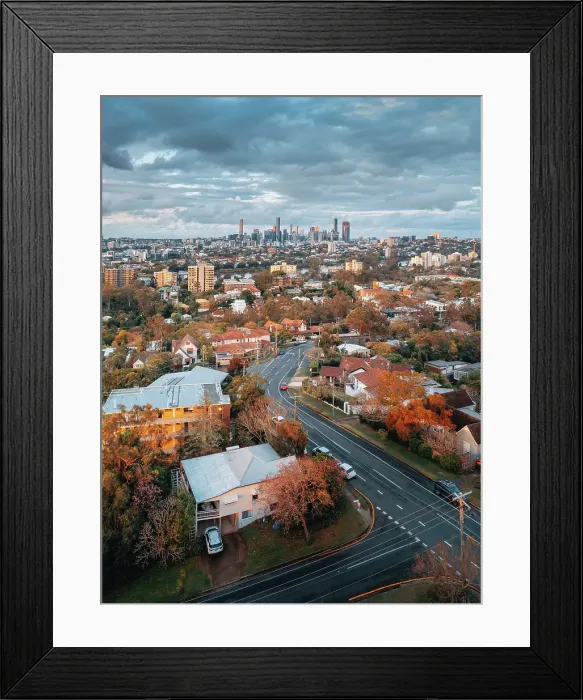 Framed Print : Late Afternoon View of Brisbane CBD From West Suburb Framed Print : Late Afternoon View of Brisbane CBD From West Suburb
