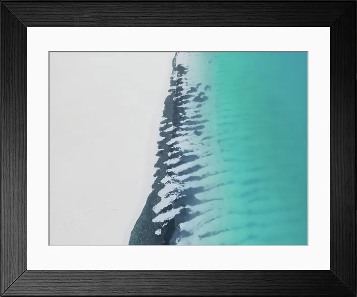 Framed Print : Bizarre patterns at the edge of a remote beach photographed from an aerial point of view Framed Print : Bizarre patterns at the edge of a remote beach photographed from an aerial point of view