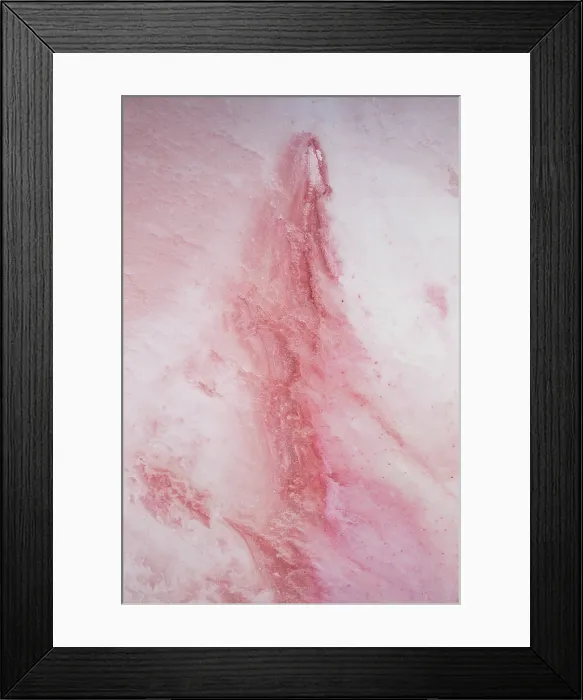 Framed Print : Pattern on the surface of a pink coloured salt lake shot from a birds-eye point of view Framed Print : Pattern on the surface of a pink coloured salt lake shot from a birds-eye point of view
