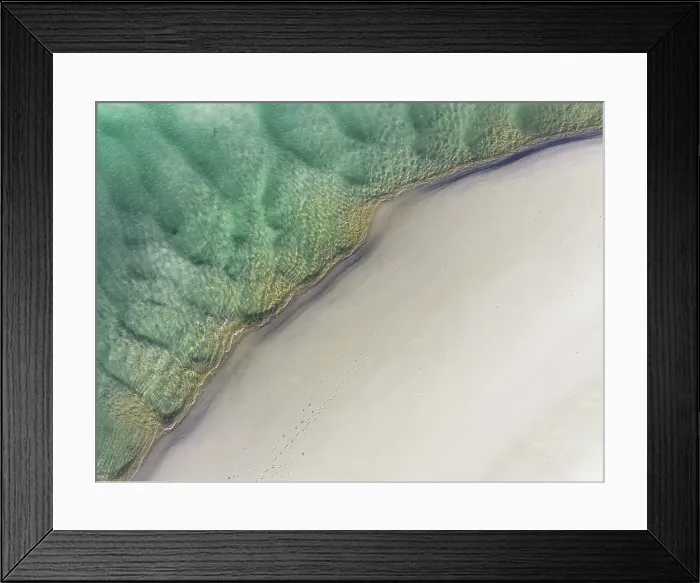 Framed Print : Drone photo showing the edge of a beach on the Noosa River