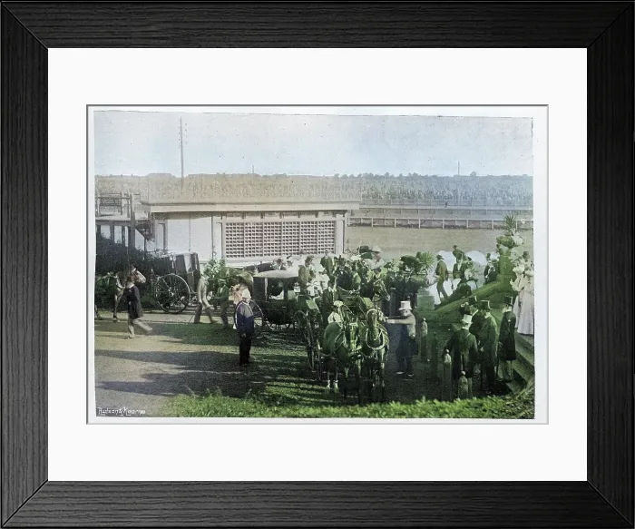 Framed Print : Lord Brassey leaving the race course after the Melbourne Cup, Victorian, 1890s, Vintage photograph, 19th Century