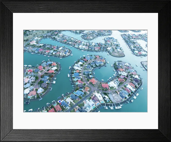 Framed Print : Artificial canal suburb