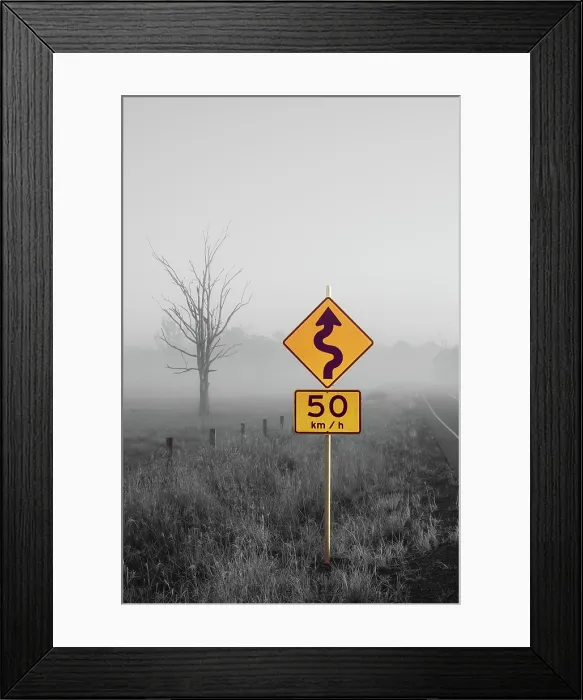 Framed Print : Abstract yellow road sign on monochrome background Framed Print : Abstract yellow road sign on monochrome background