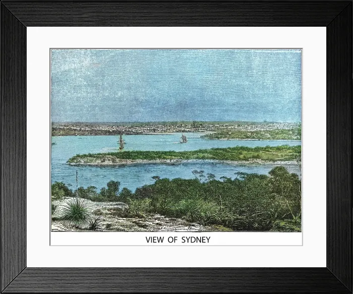 Framed Print : Old engraved illustration of view of Sydney, Australia