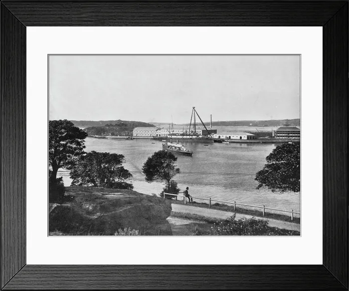 Framed Print : Antique photograph of the British Empire: Royal Naval Depot, Garden Island, Sydney Harbour Framed Print : Antique photograph of the British Empire: Royal Naval Depot, Garden Island, Sydney Harbour