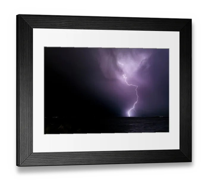 Framed Print : Lightning over the ocean