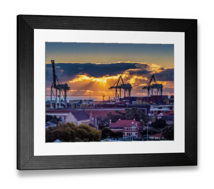 Framed Print : Fremantle, Sunset View to Harbour