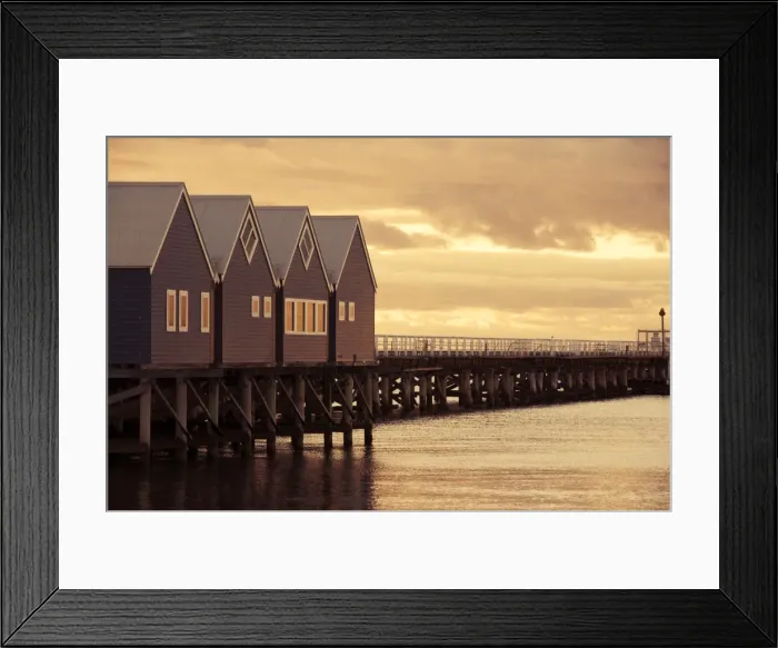 Framed Print : Pier at sunset