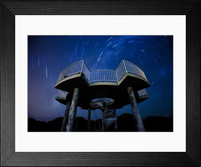 Framed Print : Star trails and platform Framed Print : Star trails and platform
