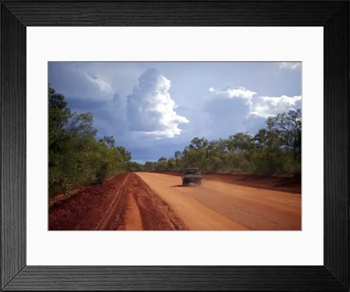 Framed Print : Four Wheel Drive driving through Australian bush