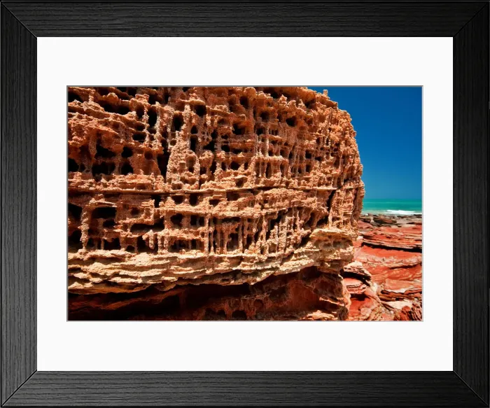 Framed Print : Eroded sandstone, Reddell Beach, Broome WA
