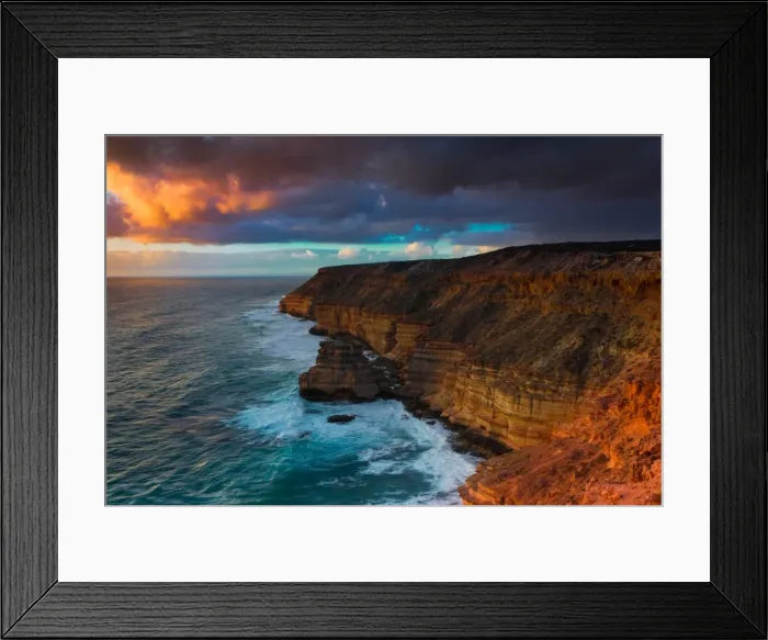 Framed Print : Where sandstone meets sea