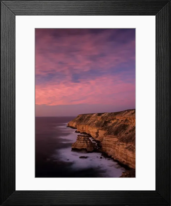 Framed Print : Western Australia, Kalbarri Nature Reserve, cliffs and shoreline, dusk