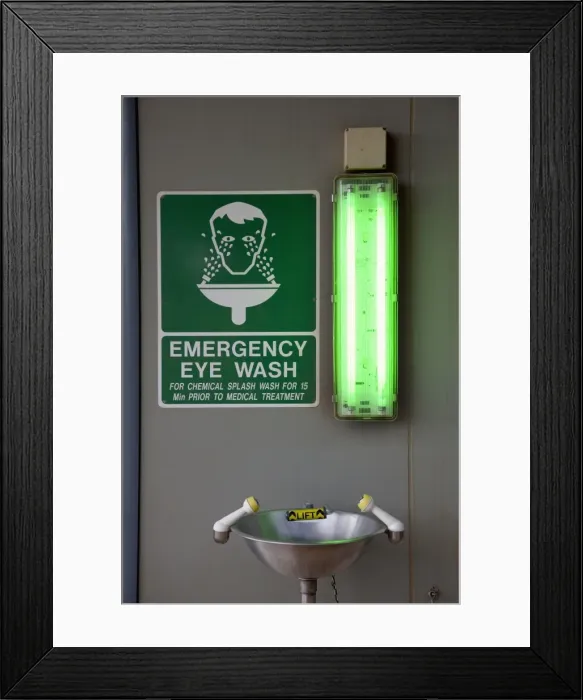 Framed Print : Emergency eye wash station Framed Print : Emergency eye wash station