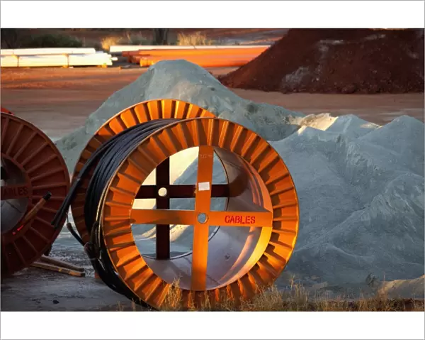 Large spools of cable at a mine