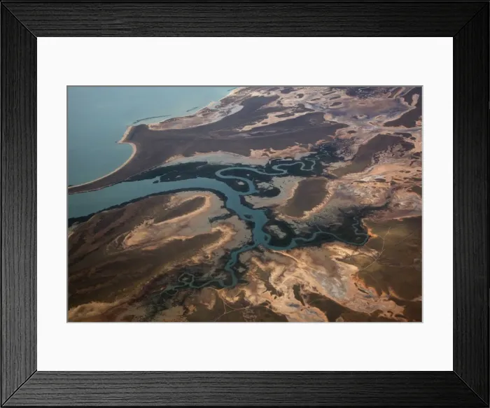 Framed Print : Aerial view of uncultivated landscape at the coast Framed Print : Aerial view of uncultivated landscape at the coast