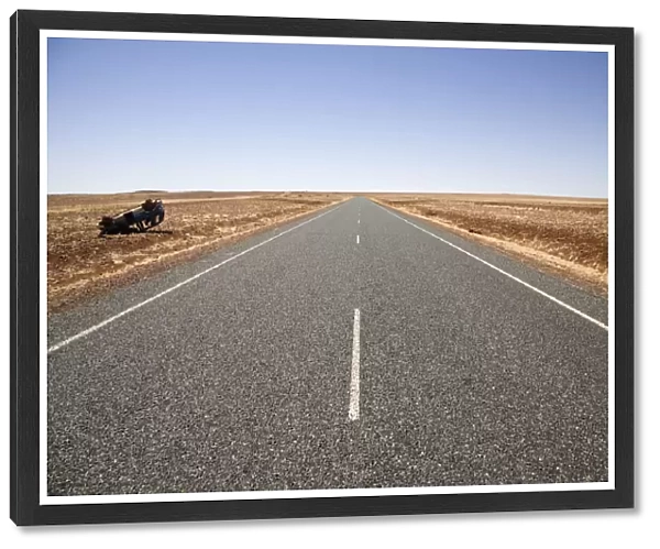 Highway through a barren landscape, Port Hedland, Western Australia, Australia