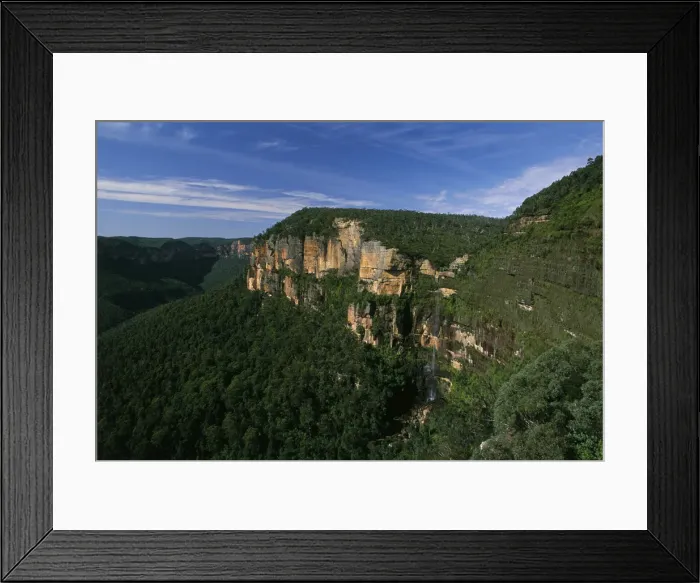 Framed Print : Forested Mountains and Falls