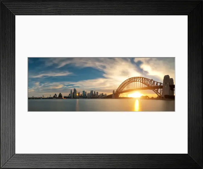Framed Print : Sydney Harbour Sunset Panorama Framed Print : Sydney Harbour Sunset Panorama