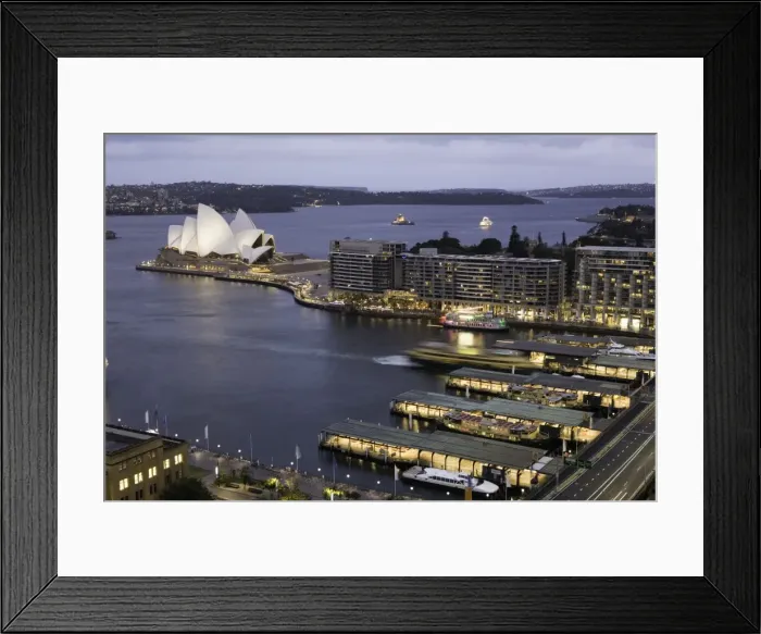 Framed Print : Australia, Sydney, Sydney Harbour, dusk, elevated view Framed Print : Australia, Sydney, Sydney Harbour, dusk, elevated view