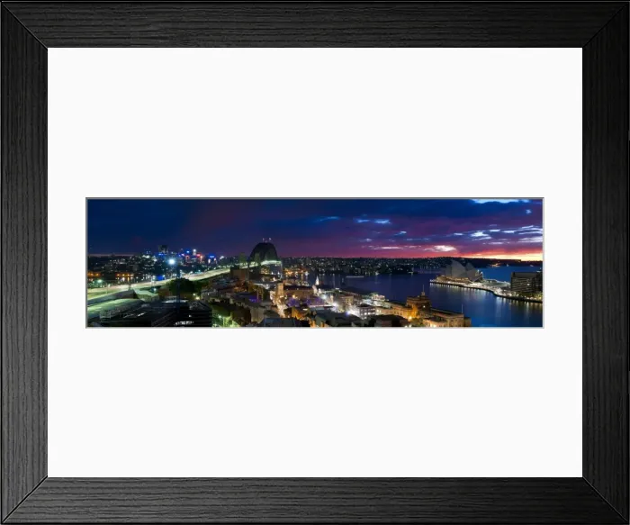 Framed Print : Aerial panoramic view of Sydney Harbour at dawn