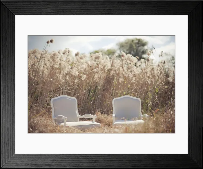 Framed Print : French chairs in rural setting