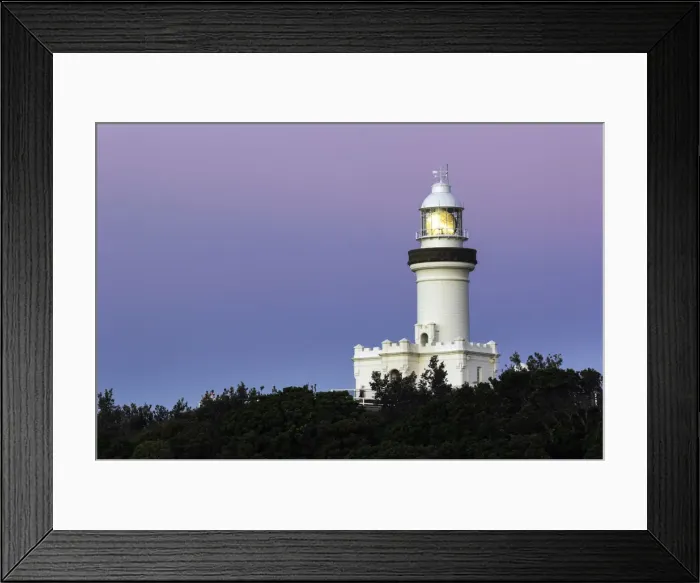 Framed Print : Australia, New South Wales, Cape Byron, Lighthouse against evening sky
