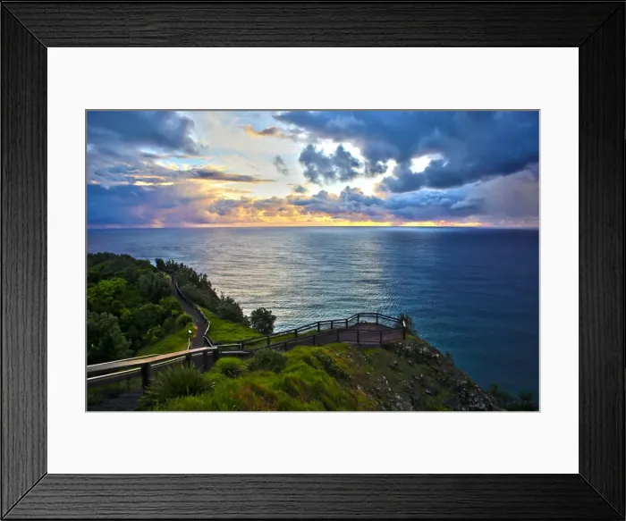 Framed Print : Seaside sunrise in Byron bay Australia