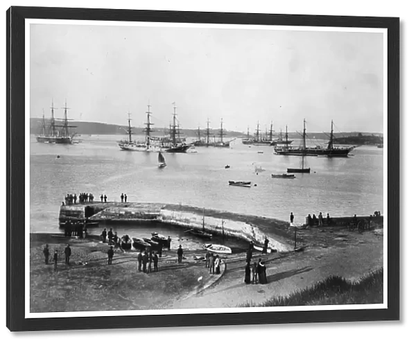 Circa 1867: A view across Sydney Harbour, New South Wales in Australia