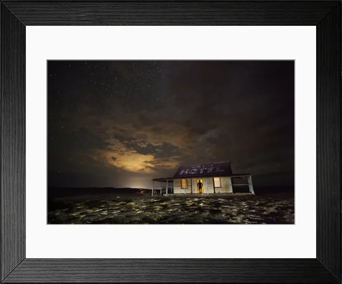 Framed Print : night landscape of outback shed Framed Print : night landscape of outback shed