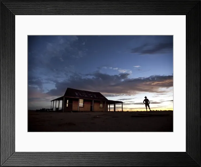 Framed Print : man in front of outback shed Framed Print : man in front of outback shed