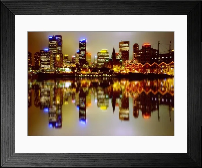 Framed Print : Reflection of Sydney skyline in water, Australia