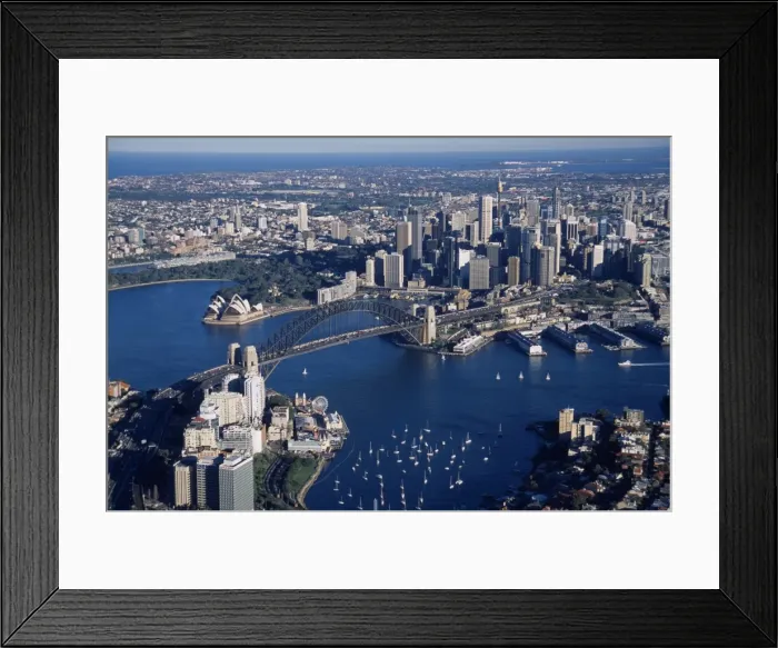 Framed Print : Australia, New South Wales, Sydney, Harbour Bridge, aerial view Framed Print : Australia, New South Wales, Sydney, Harbour Bridge, aerial view