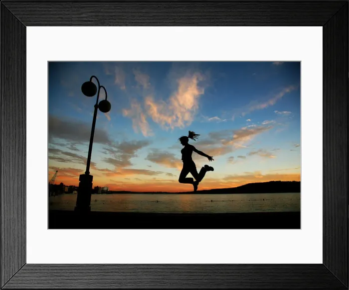 Framed Print : Jumping at wharf Framed Print : Jumping at wharf