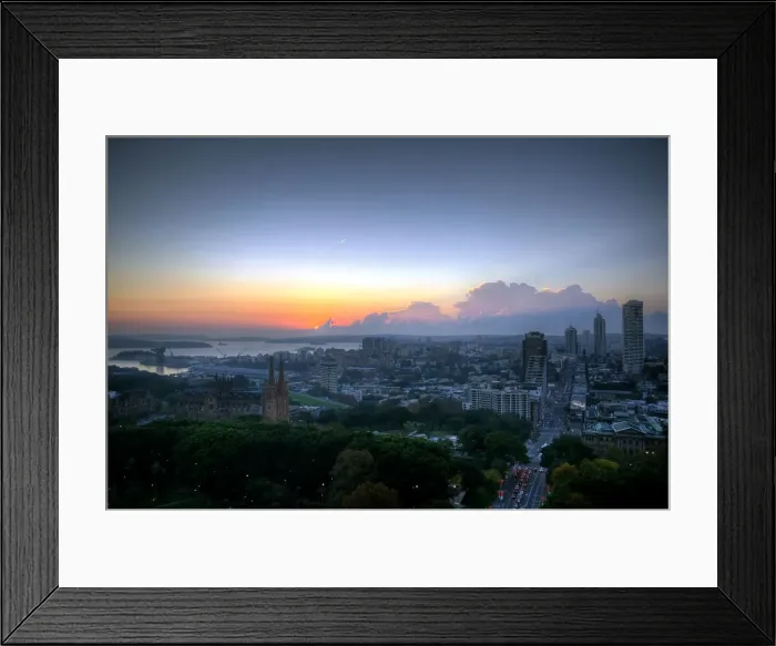 Framed Print : Colourful sunrise over eastern Sydney Framed Print : Colourful sunrise over eastern Sydney