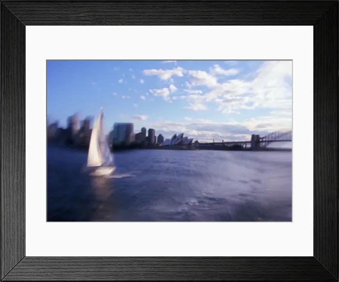 Framed Print : Sailboat and City View, Sydney, Australia