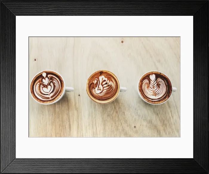Framed Print : Three types of latte art Framed Print : Three types of latte art