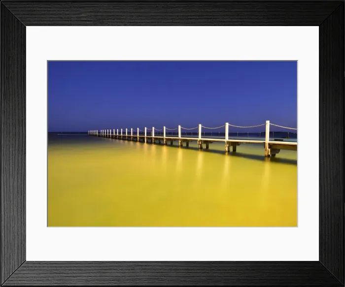 Framed Print : Wooden Bridge and Pool after Sunset